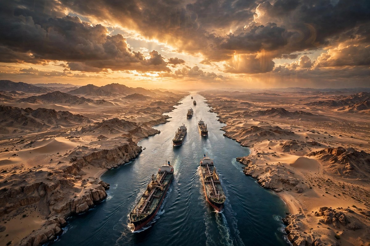 Oil tankers transiting the Strait of Hormuz — reopening the waterway is the centerpiece of the US-Iran negotiations