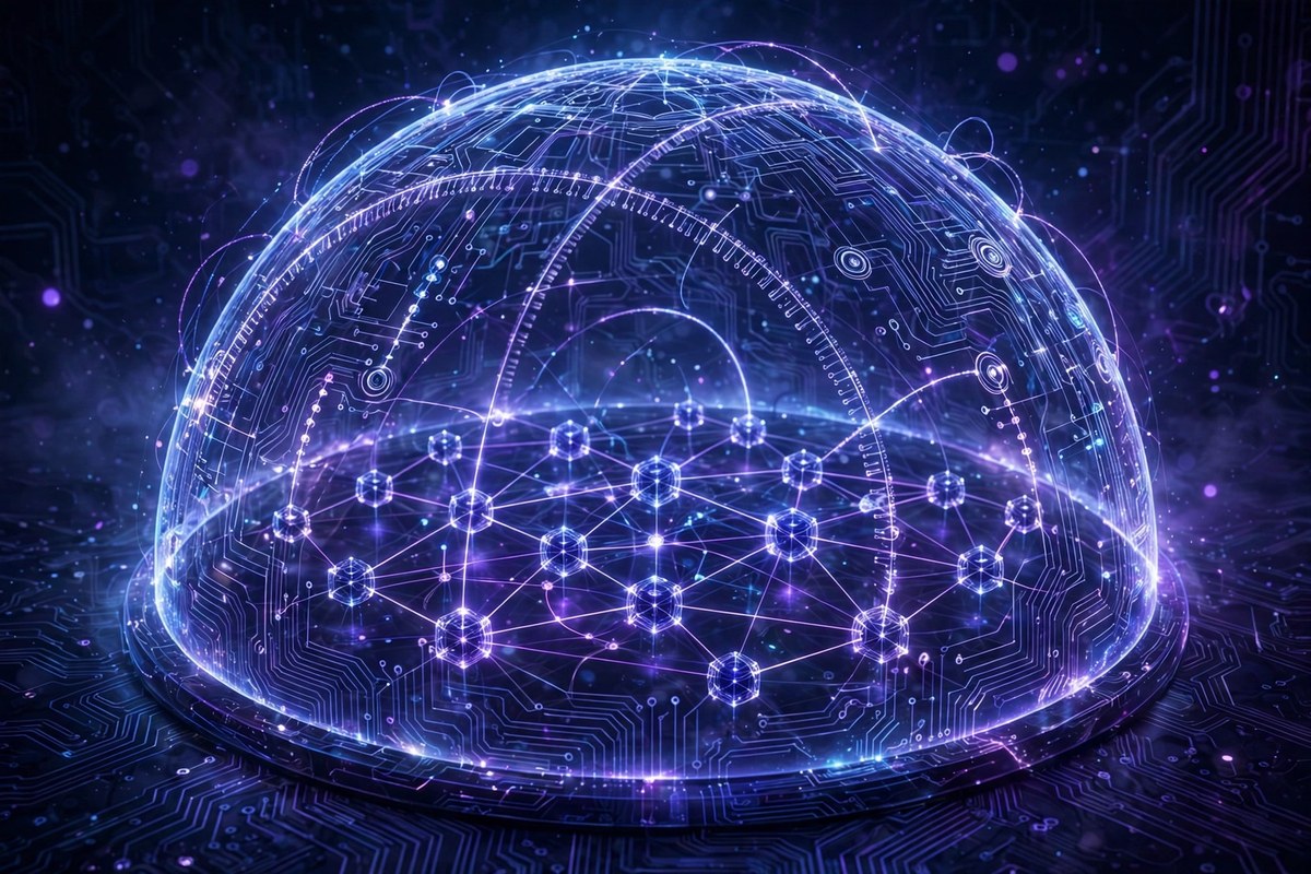 Quantum circuit patterns forming a protective shield around a blockchain network