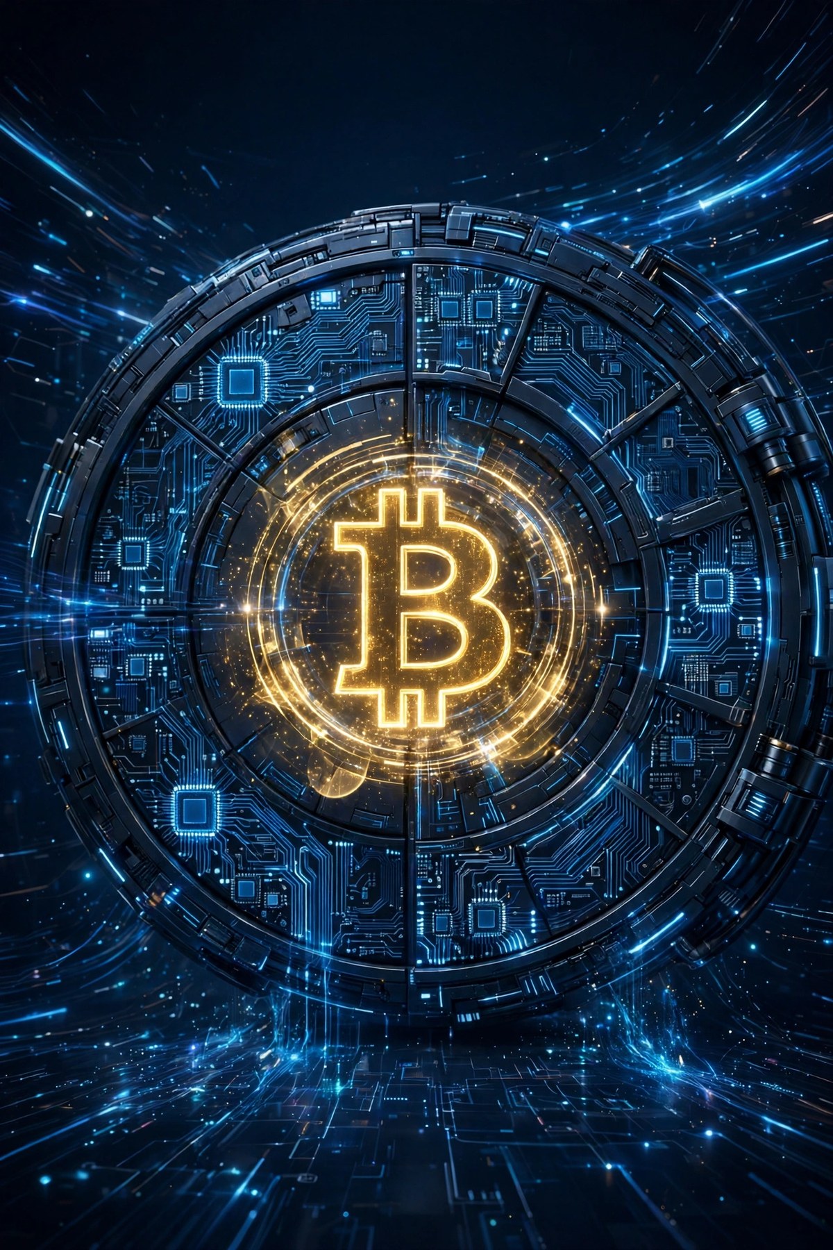 Secure digital vault representing Bitcoin self-custody and crypto security