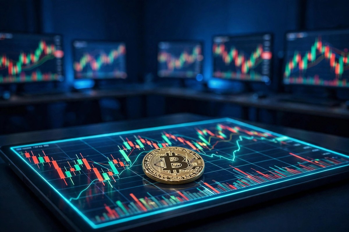 Bitcoin trading chart with red and green candlesticks during the October 2026 selloff