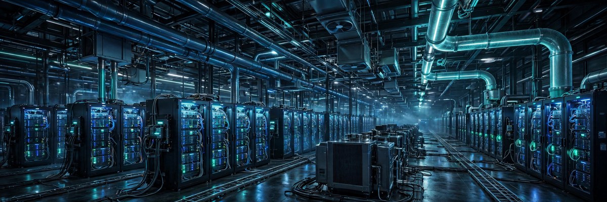AI data center servers representing the AI spending fears behind Bitcoin's October 2026 price drop