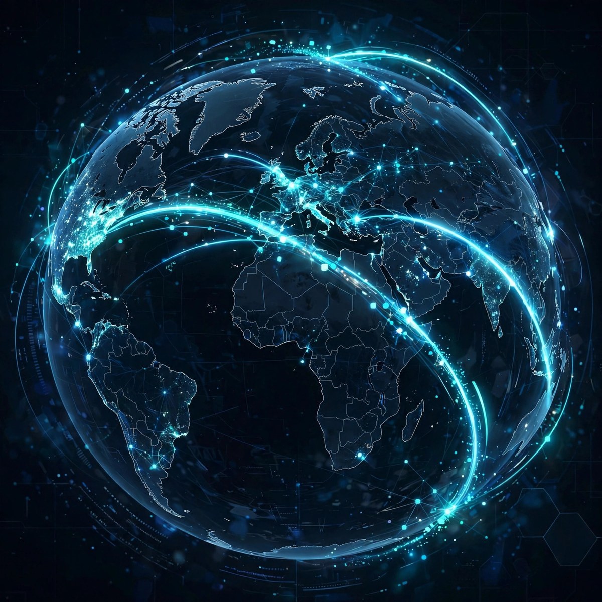 XRP Ledger network illustration showing fast cross-border settlement routes across a digital globe