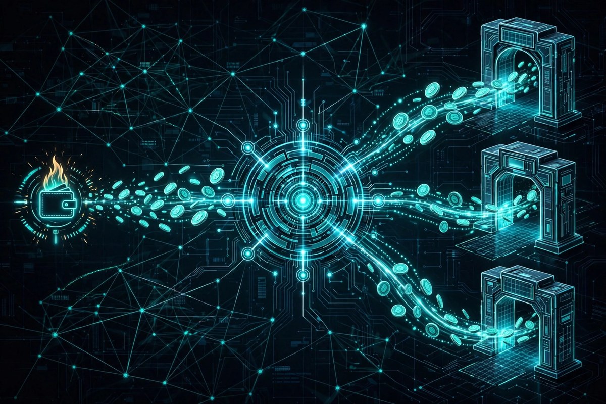 Blockchain forensics visualization showing the CoinDCX $16M wallet trail through TRON addresses