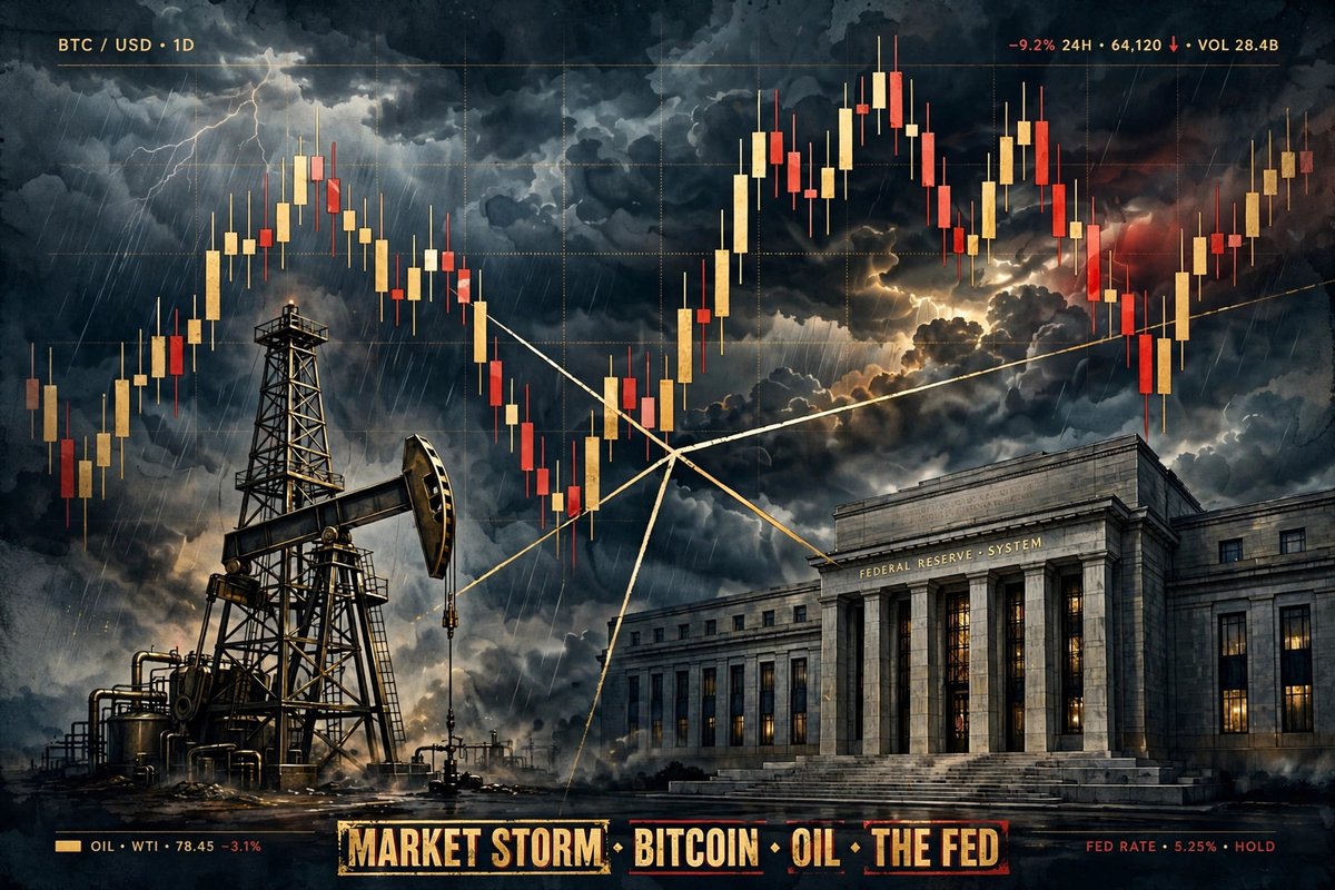 Bitcoin price chart against Federal Reserve and oil price macro backdrop