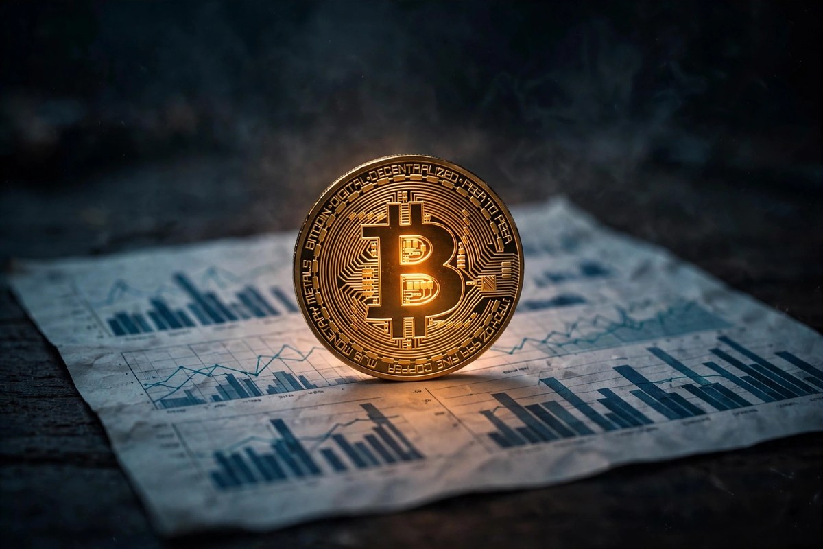 Bitcoin coin on financial charts illustrating spot Bitcoin ETF performance comparison