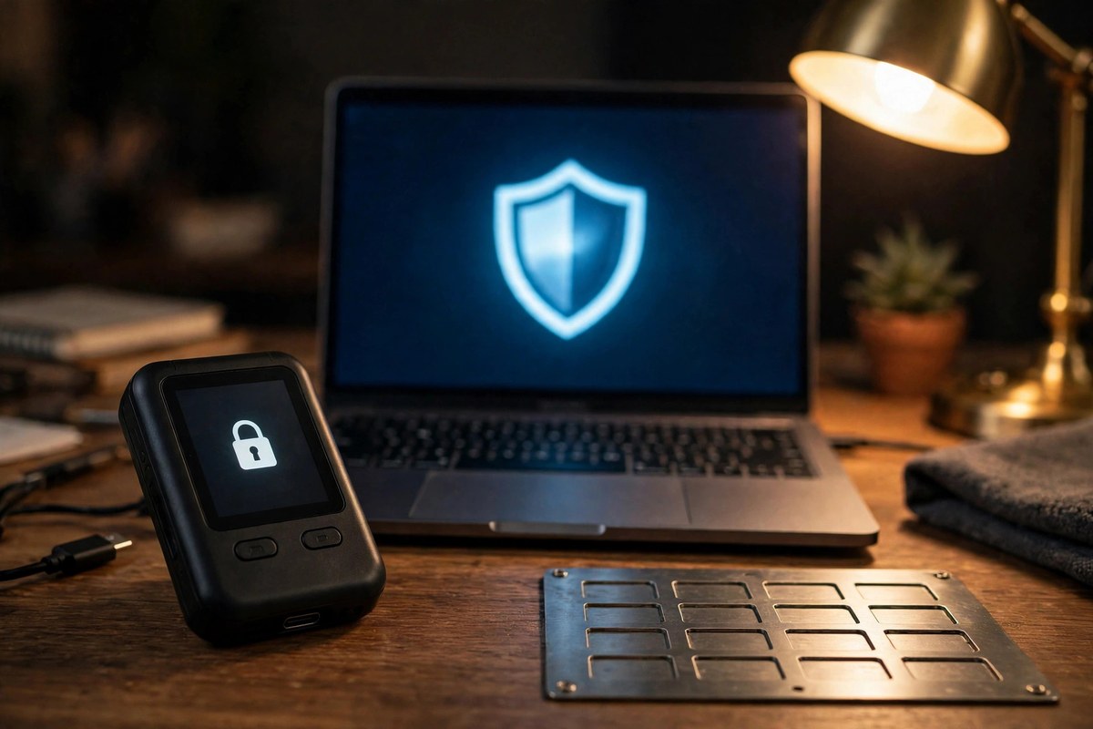 Hardware crypto wallet with shield