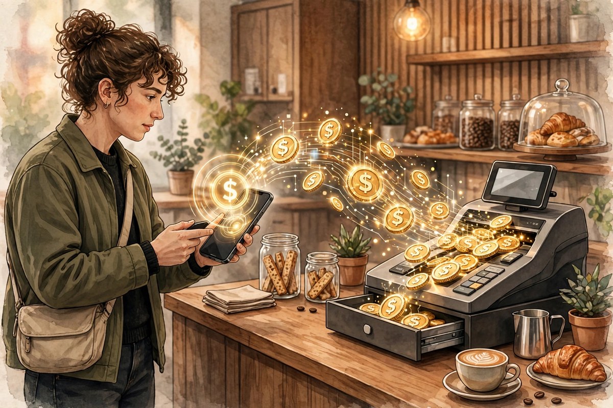 Paying with stablecoins at a store
