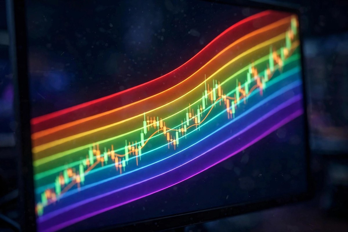 Bitcoin rainbow chart bands illustration